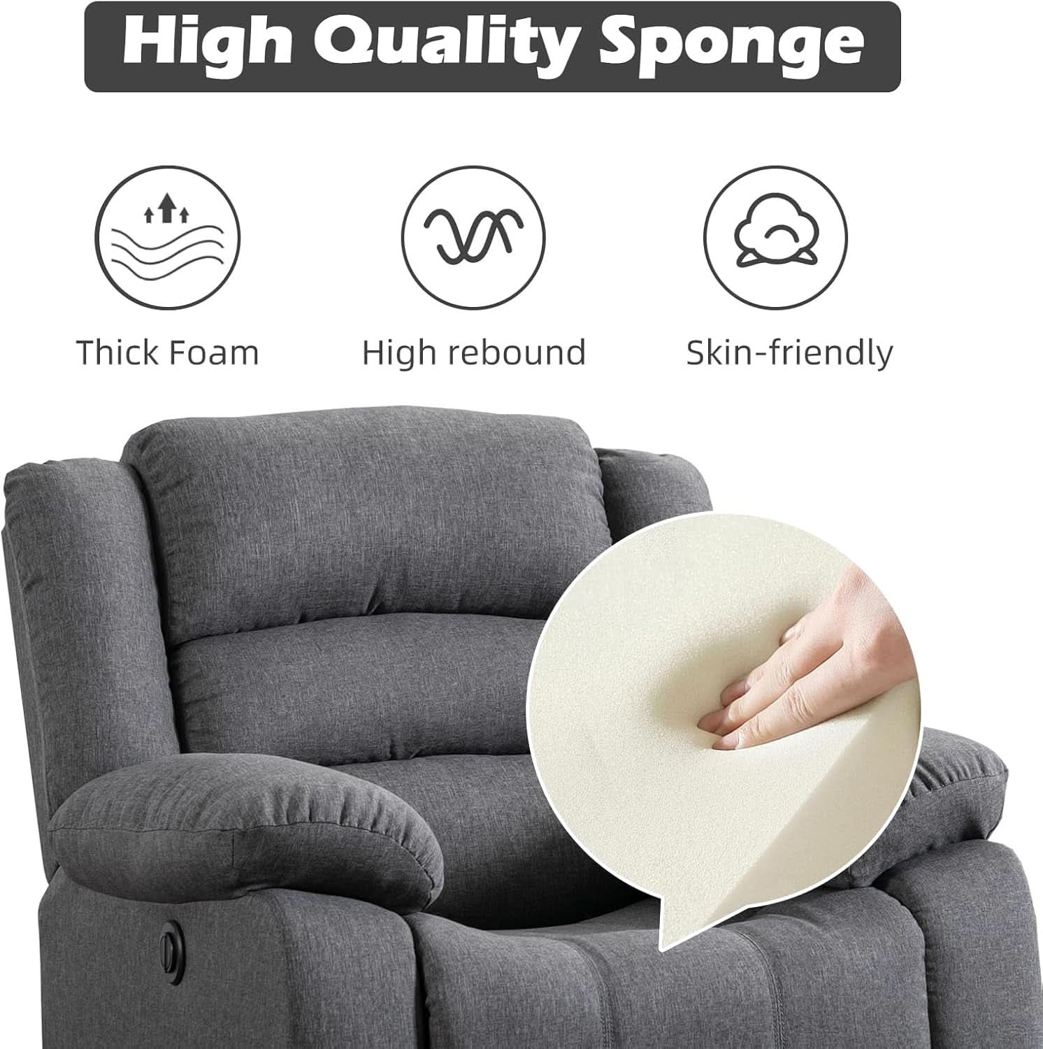 Oversized Grey Electric Recliner Chair For Living Room