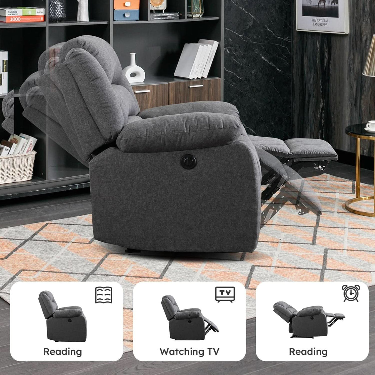 Oversized Grey Electric Recliner Chair For Living Room