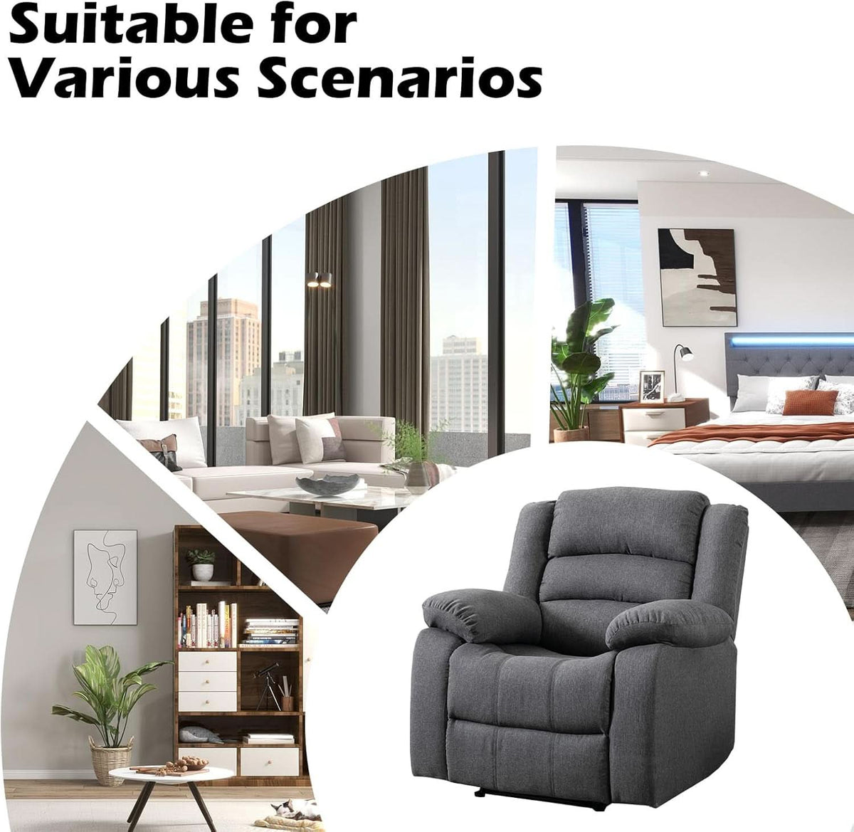 Oversized Grey Electric Recliner Chair For Living Room