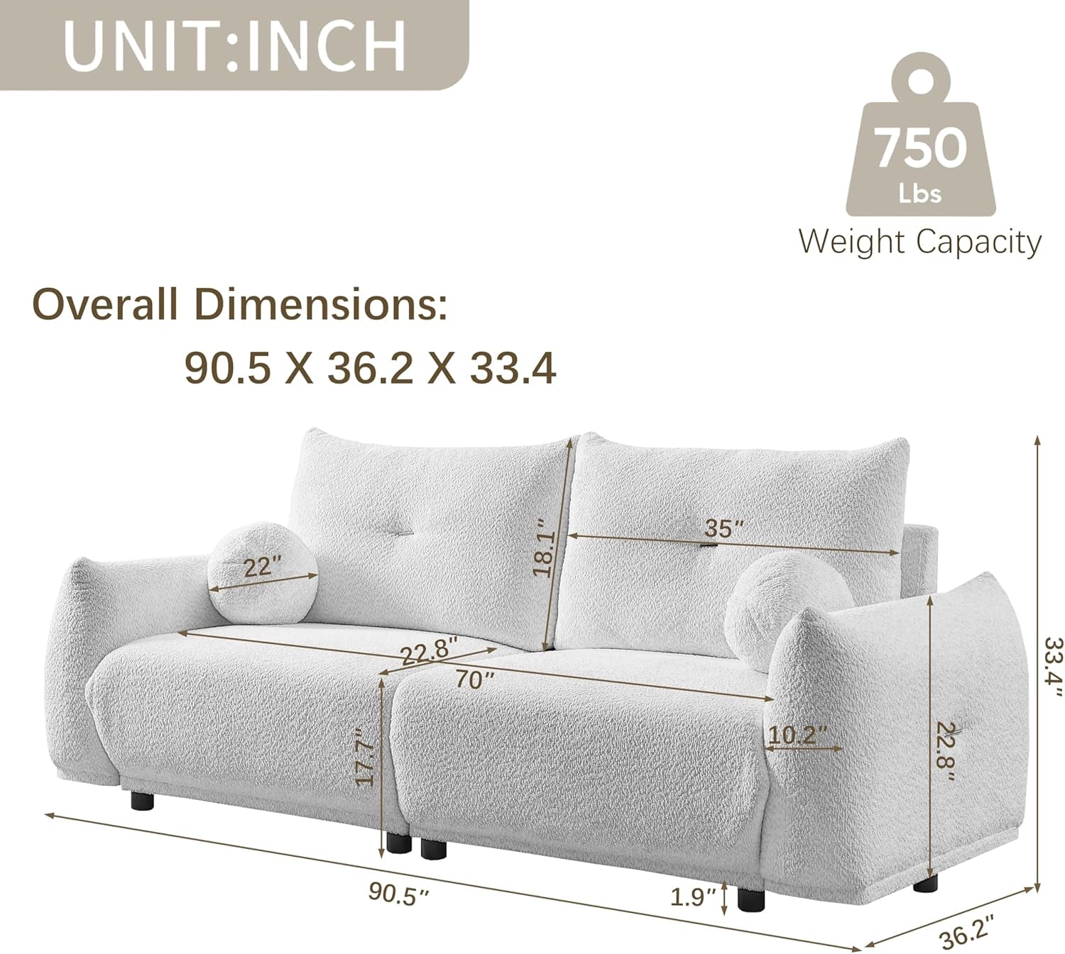 Oversized Lambswool Modular Sofa 3-Seater With Pillows