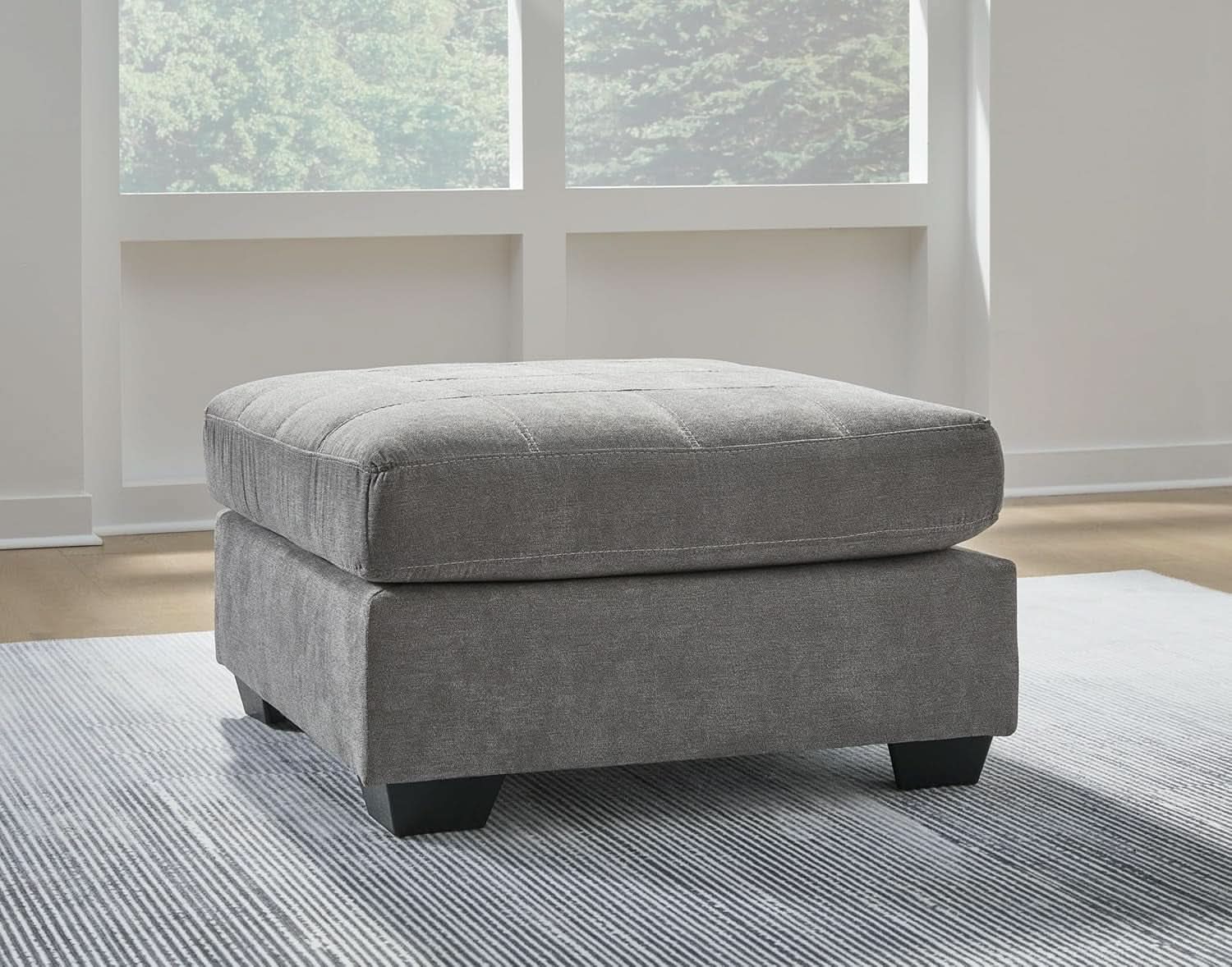 Oversized Light Gray Ottoman Room Decorative Elegance