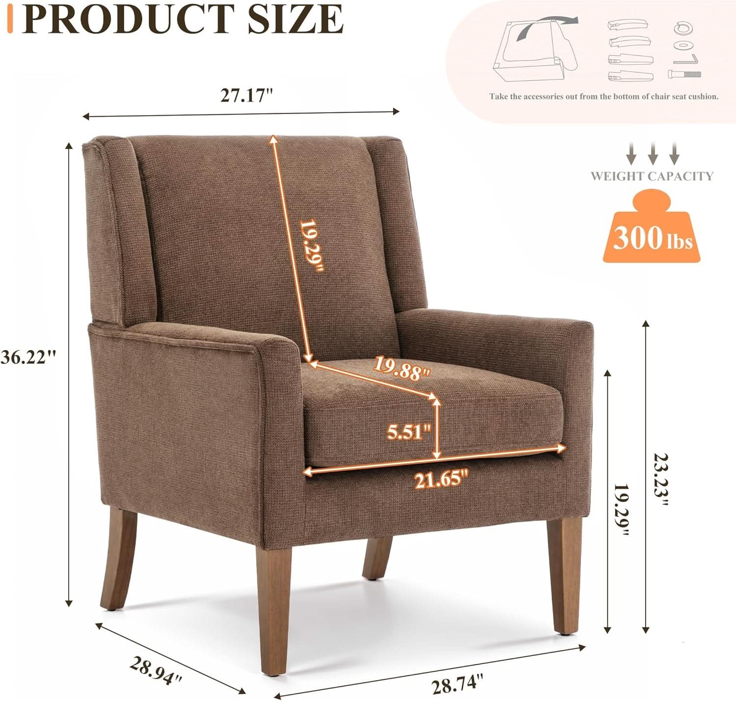 Oversized Mid Century Fabric Charcoal Accent Chair