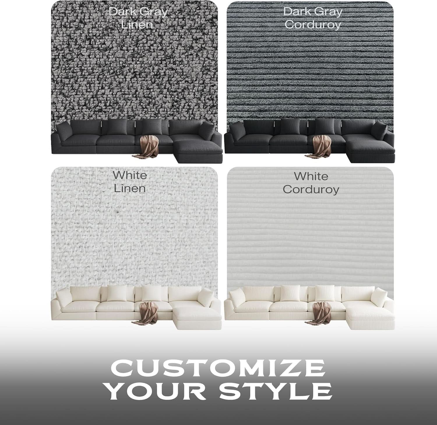 Oversized Modular Sectional Sofa With Removable Cushion Covers