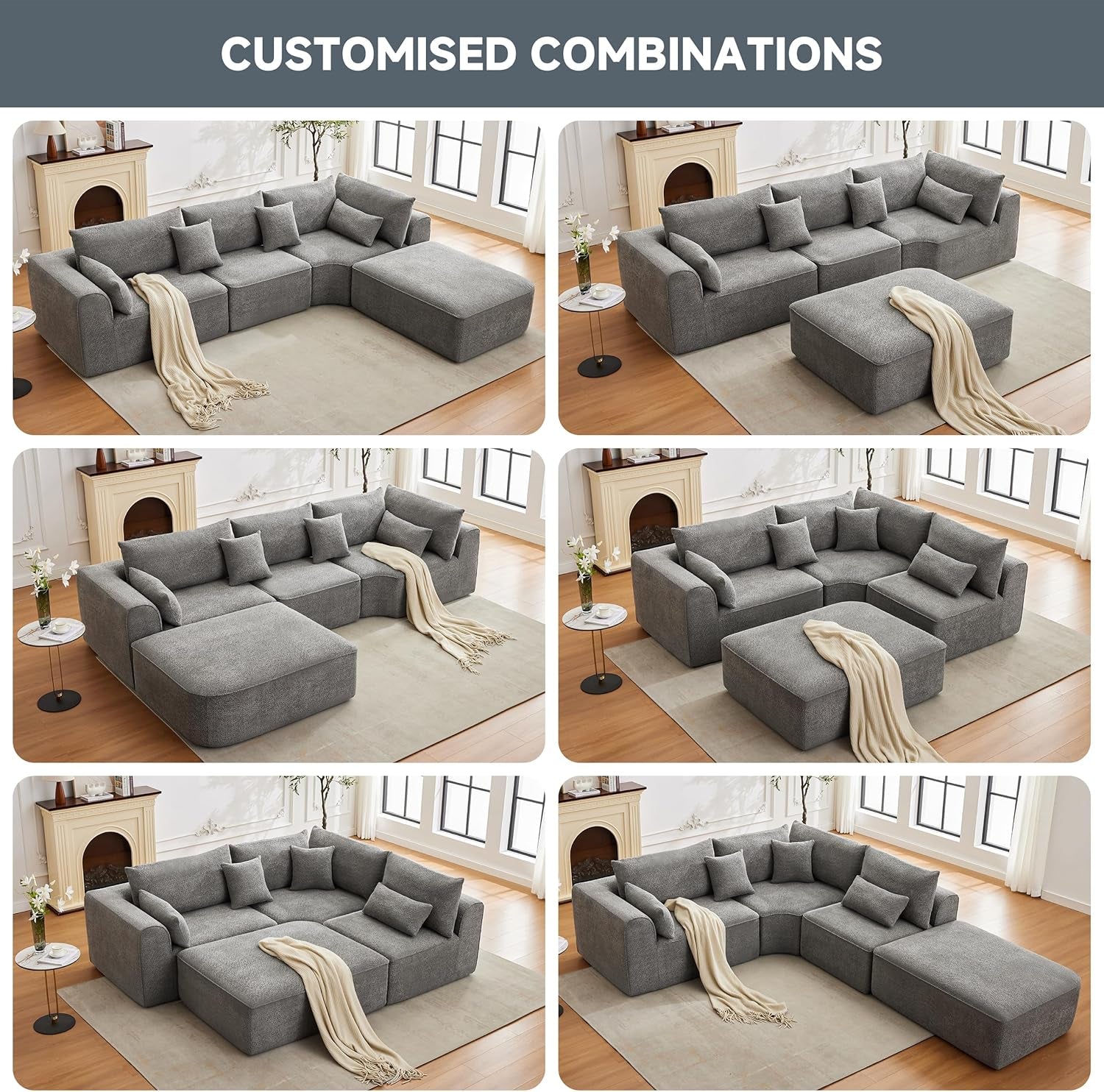 Oversized Modular Sectional Sofa with Memory Foam Comfort