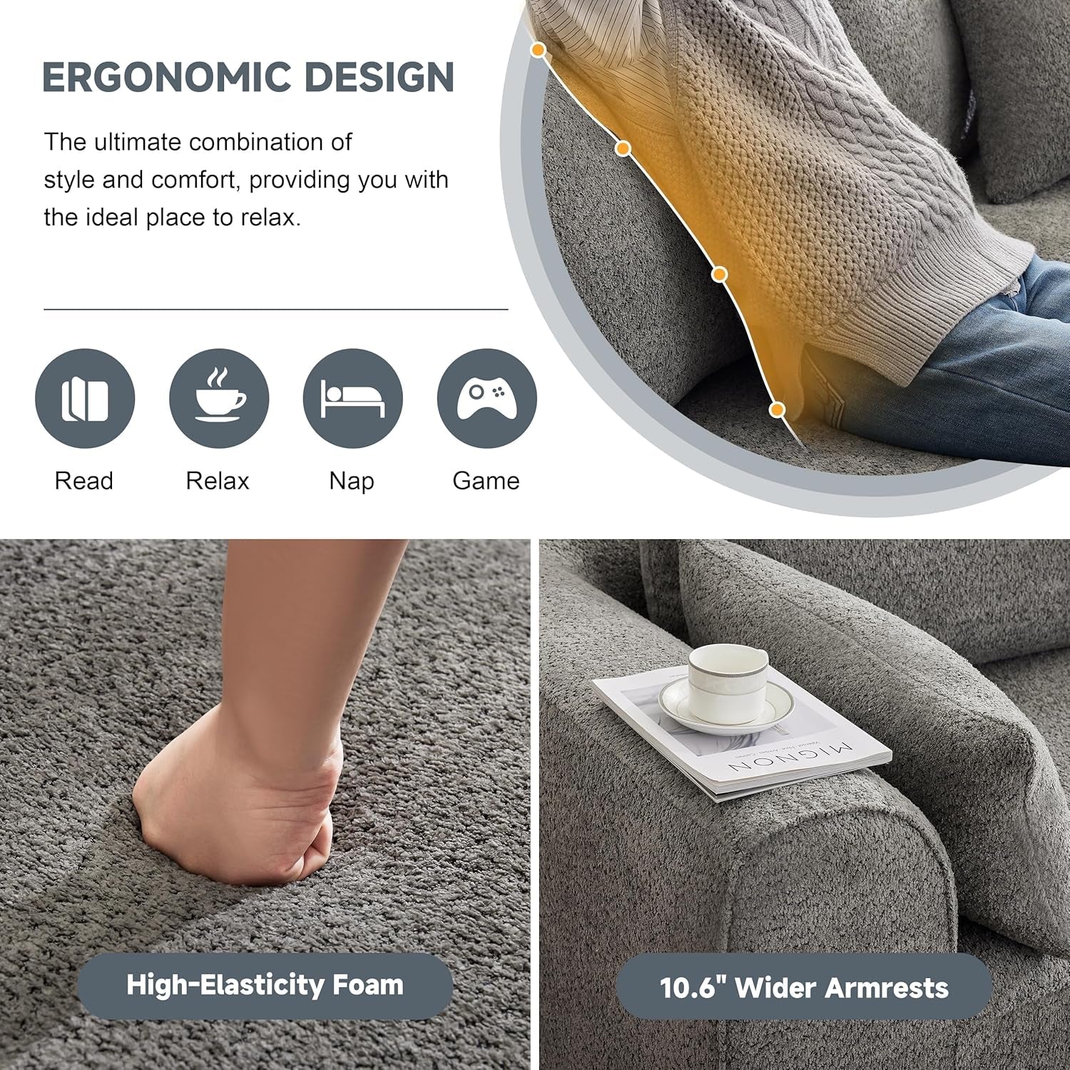 Oversized Modular Sectional Sofa with Memory Foam Comfort