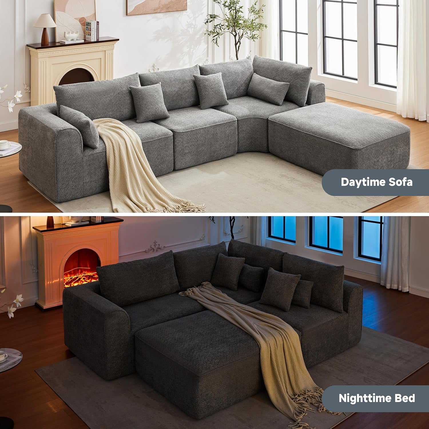 Oversized Modular Sectional Sofa with Memory Foam Comfort