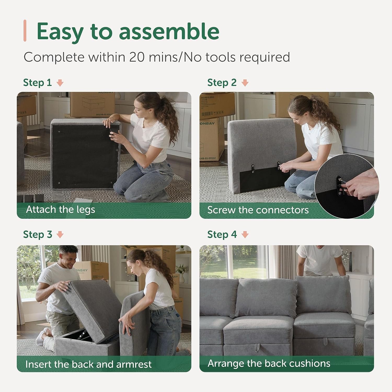 Oversized Modular U Shaped Sectional Sofa With Storage