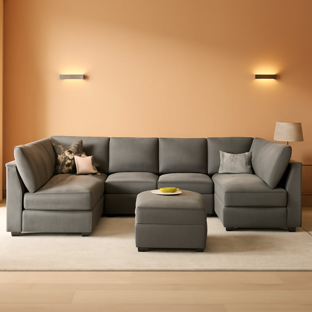 Oversized Modular U Shaped Sectional Sofa With Storage