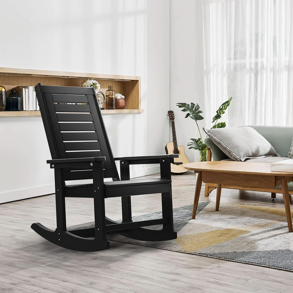 Oversized Outdoor Rocking Chairs Set of Two Black
