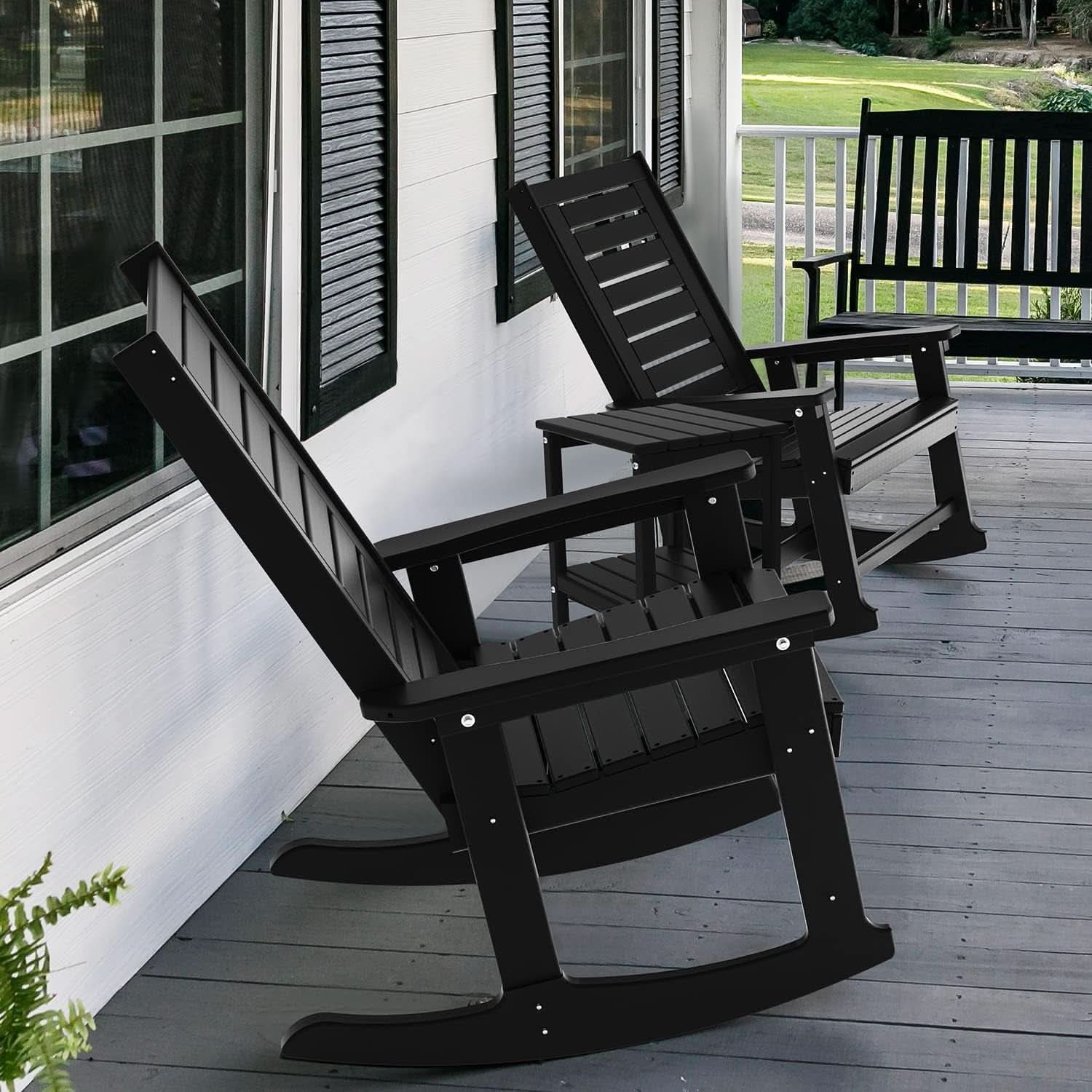 Oversized Outdoor Rocking Chairs Set of Two Black