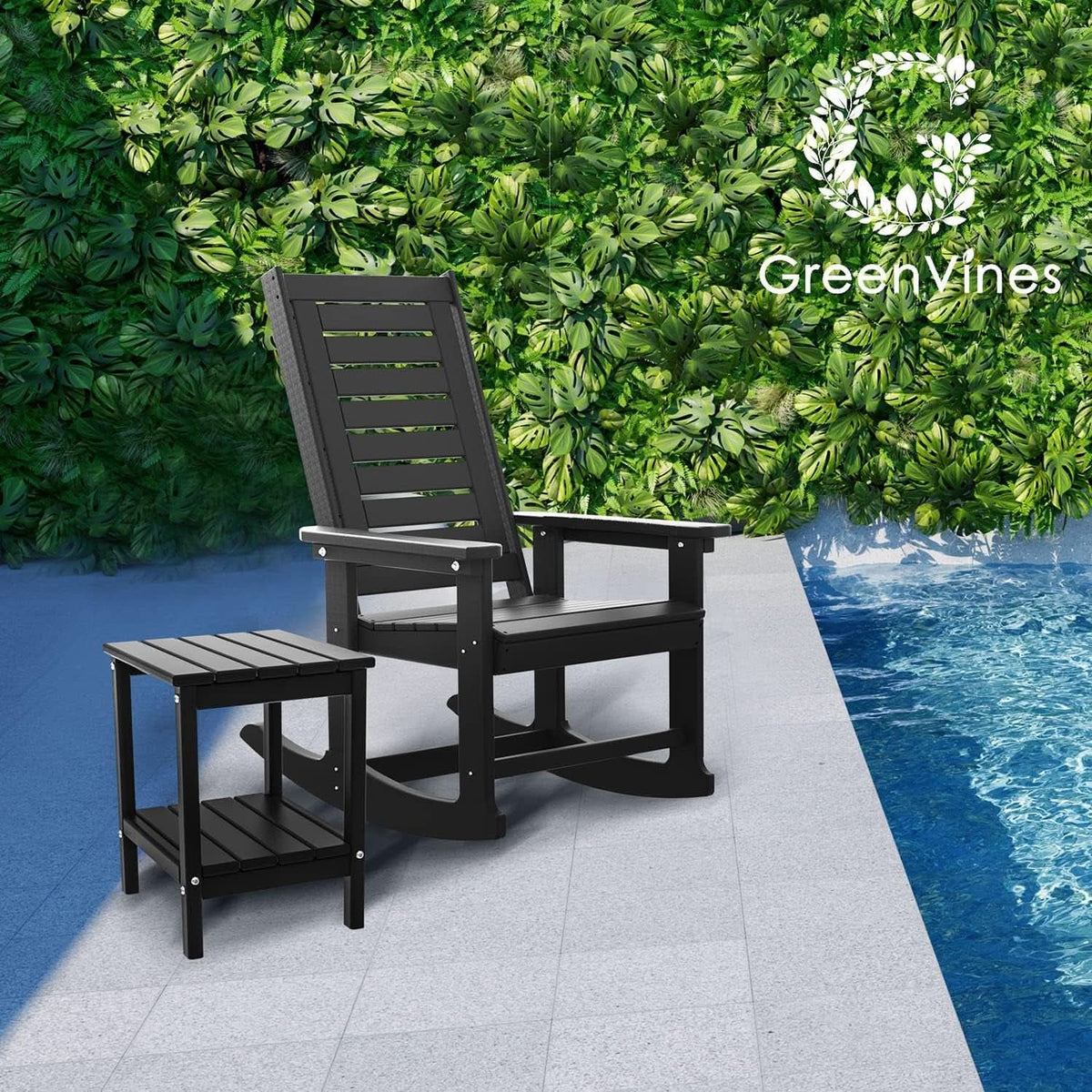 Oversized Outdoor Rocking Chairs Set of Two Black
