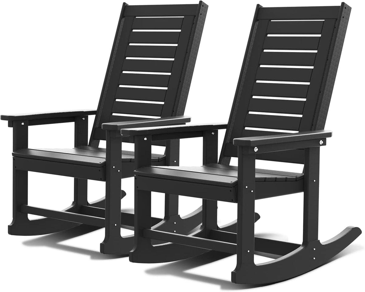 Oversized Outdoor Rocking Chairs Set of Two Black
