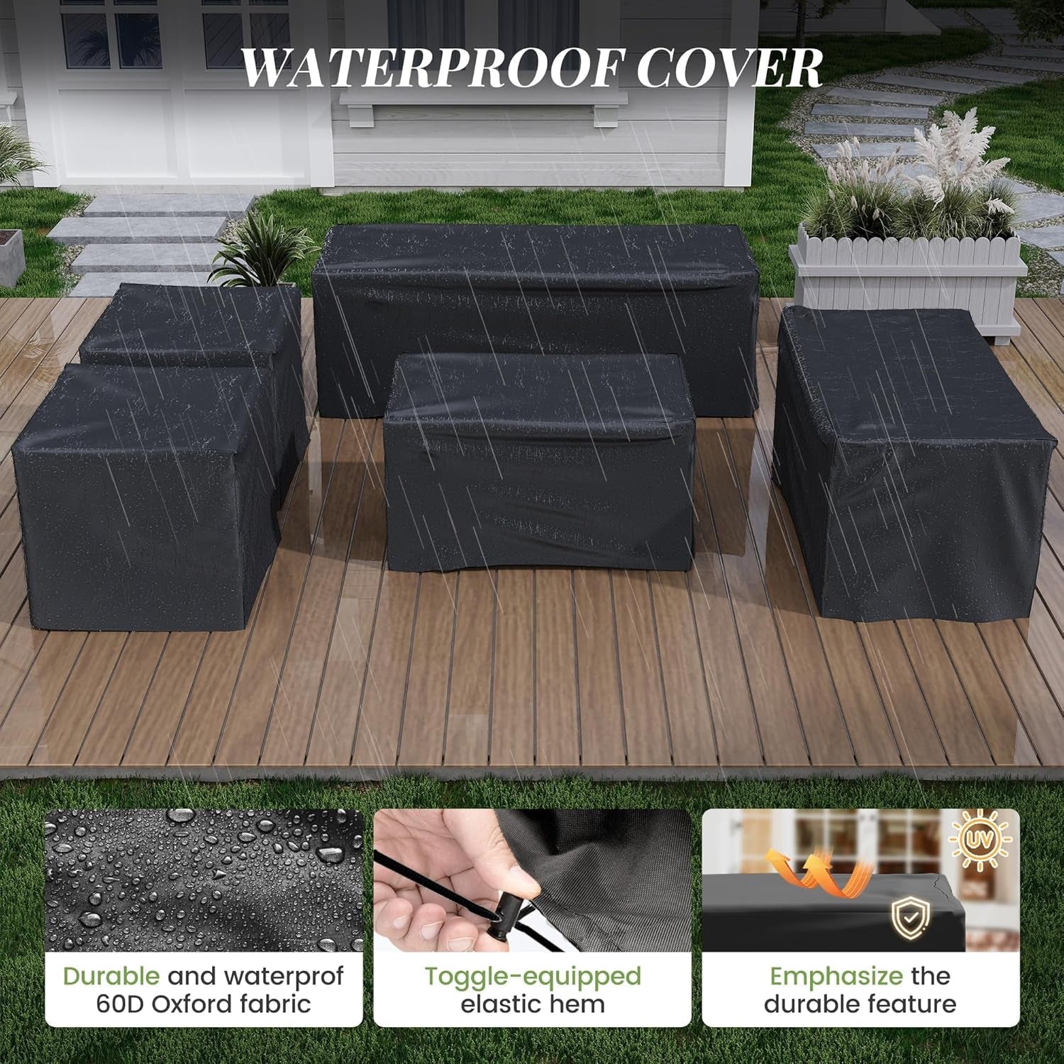 Oversized Outdoor Sectional Sofa Set with Fire Pit