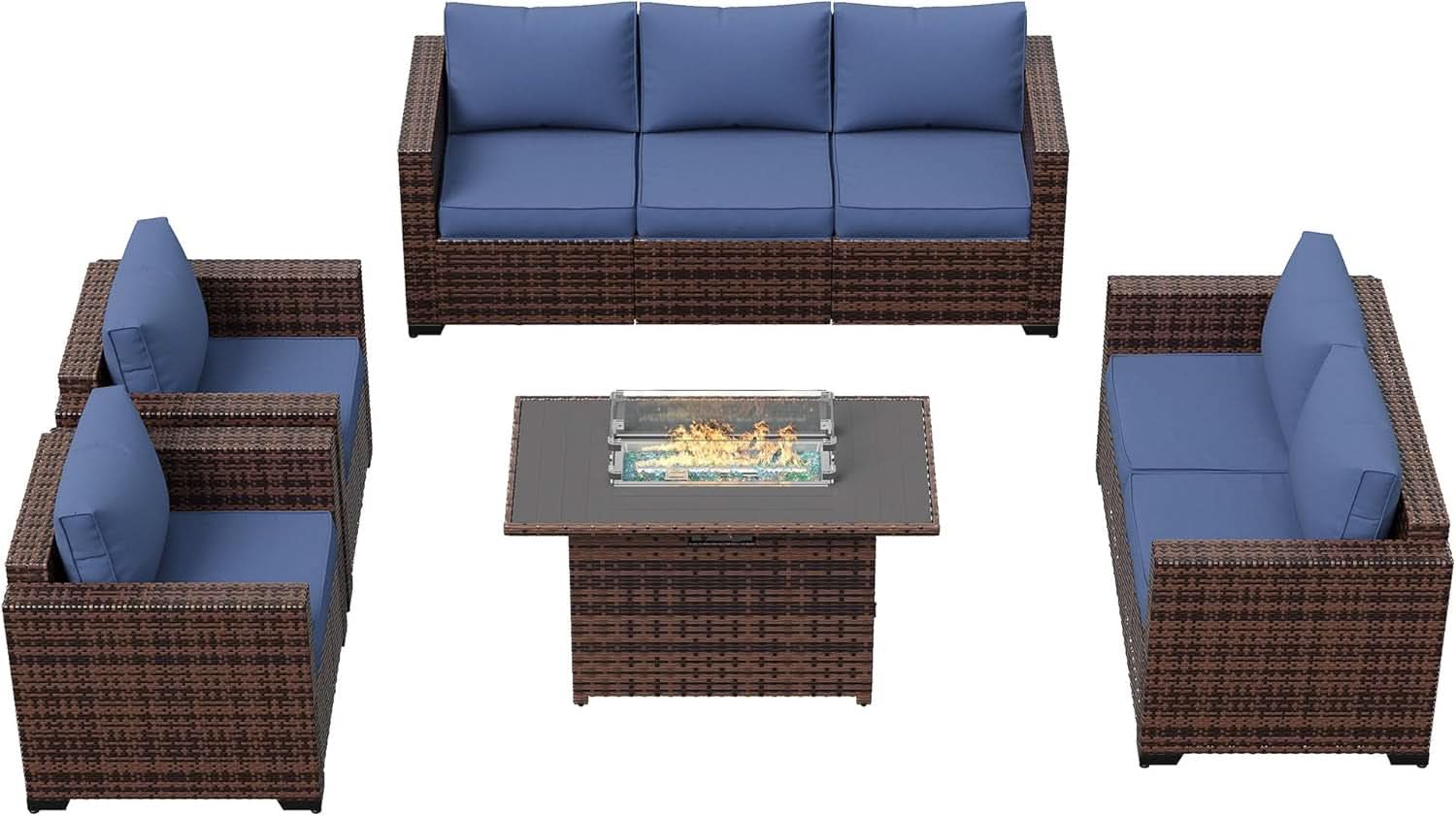 Oversized Outdoor Sectional Sofa Set with Fire Pit