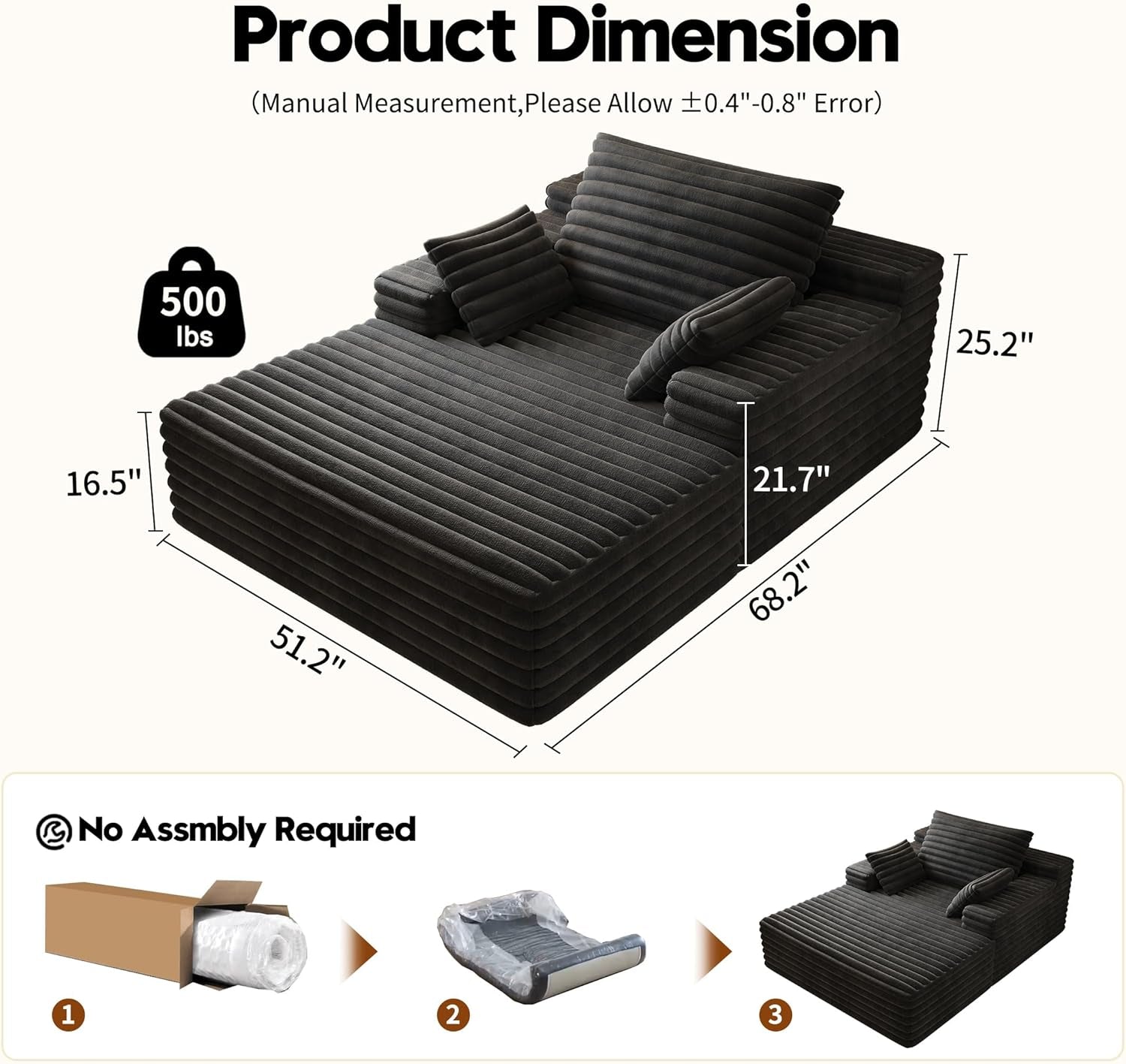 Oversized Plush Chaise Lounge Chair for Indoor Relaxation