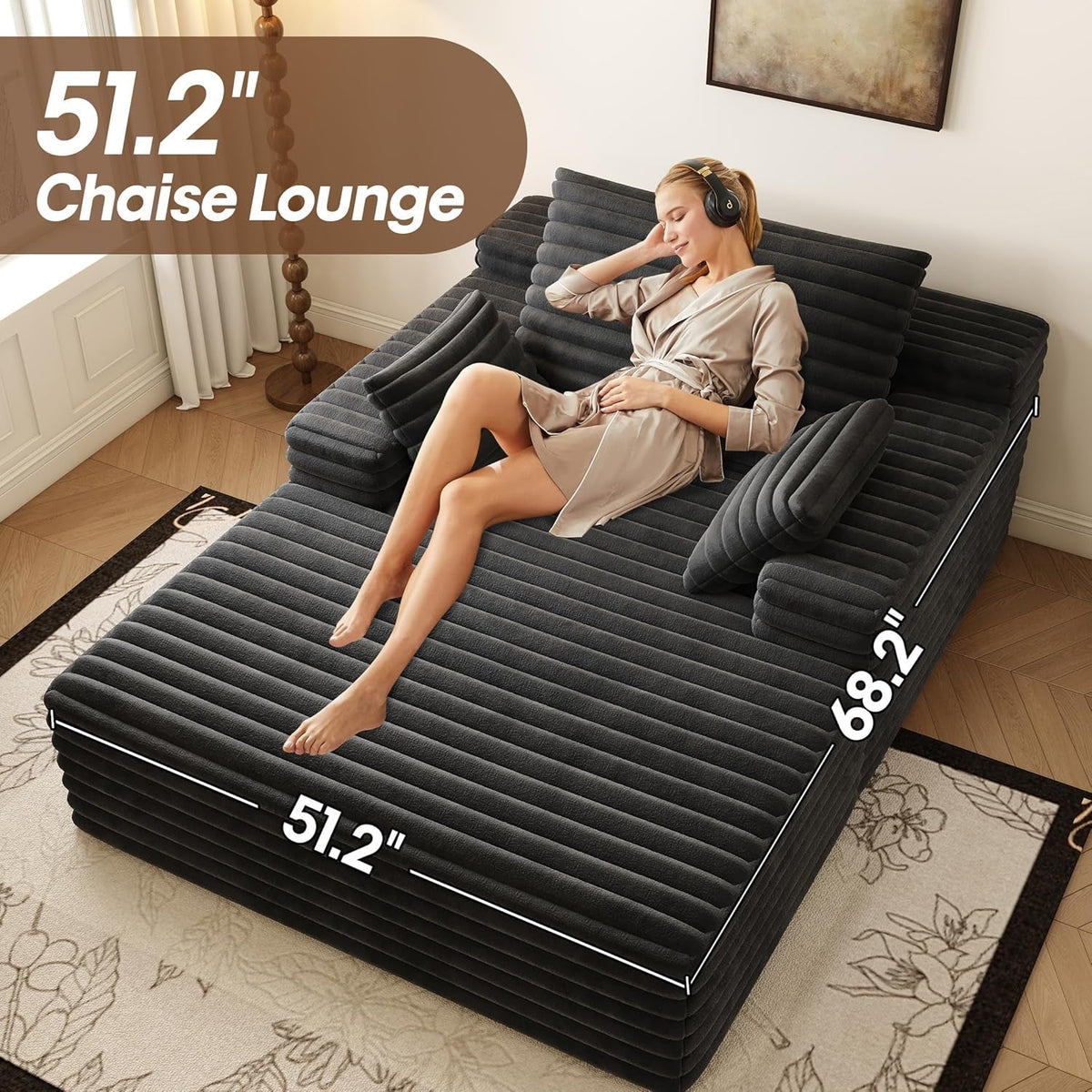 Oversized Plush Chaise Lounge Chair for Indoor Relaxation