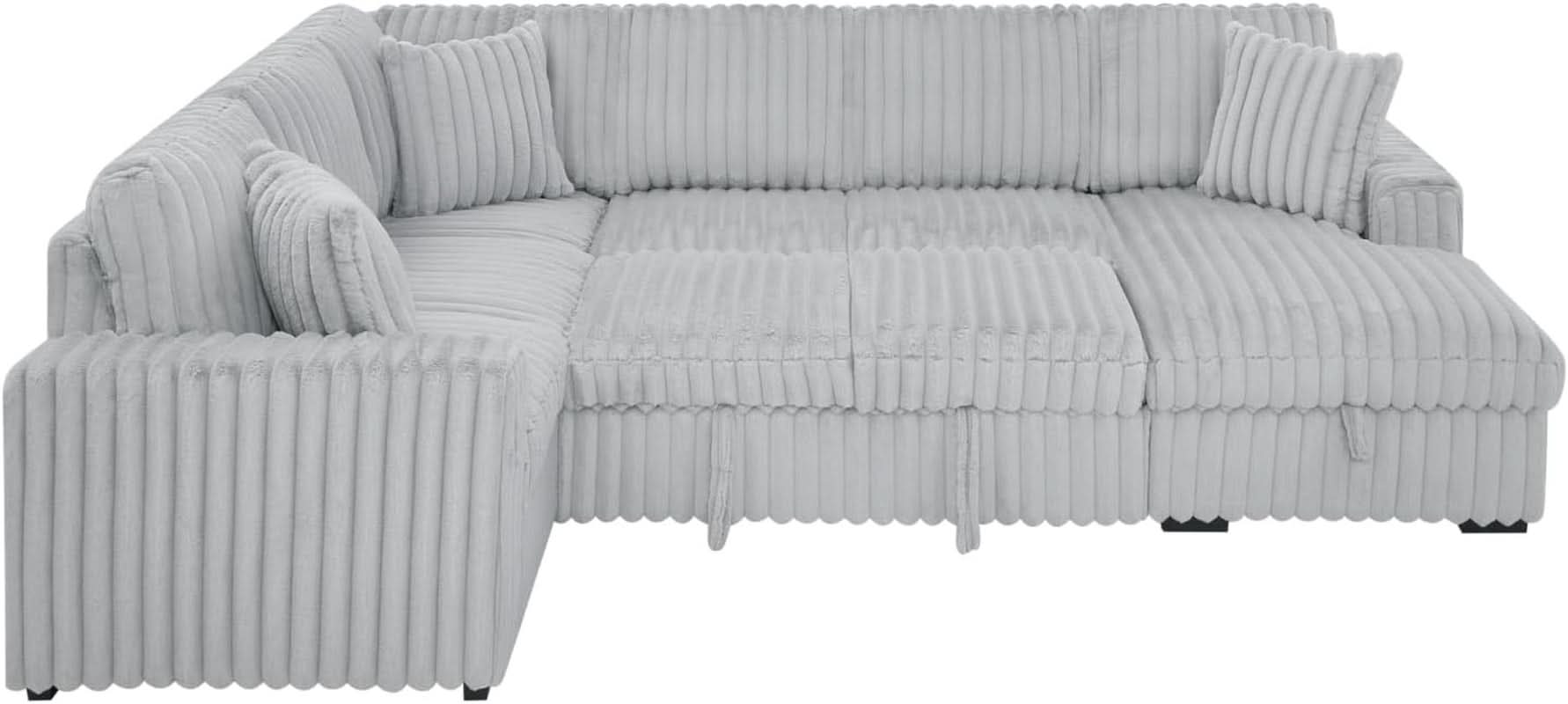 Oversized Plush Sectional Sofa with Pull Out Bed