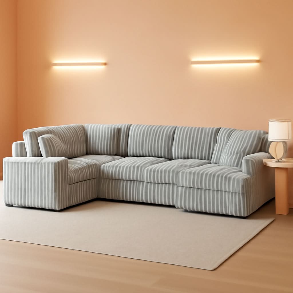 Oversized Plush Sectional Sofa with Pull Out Bed