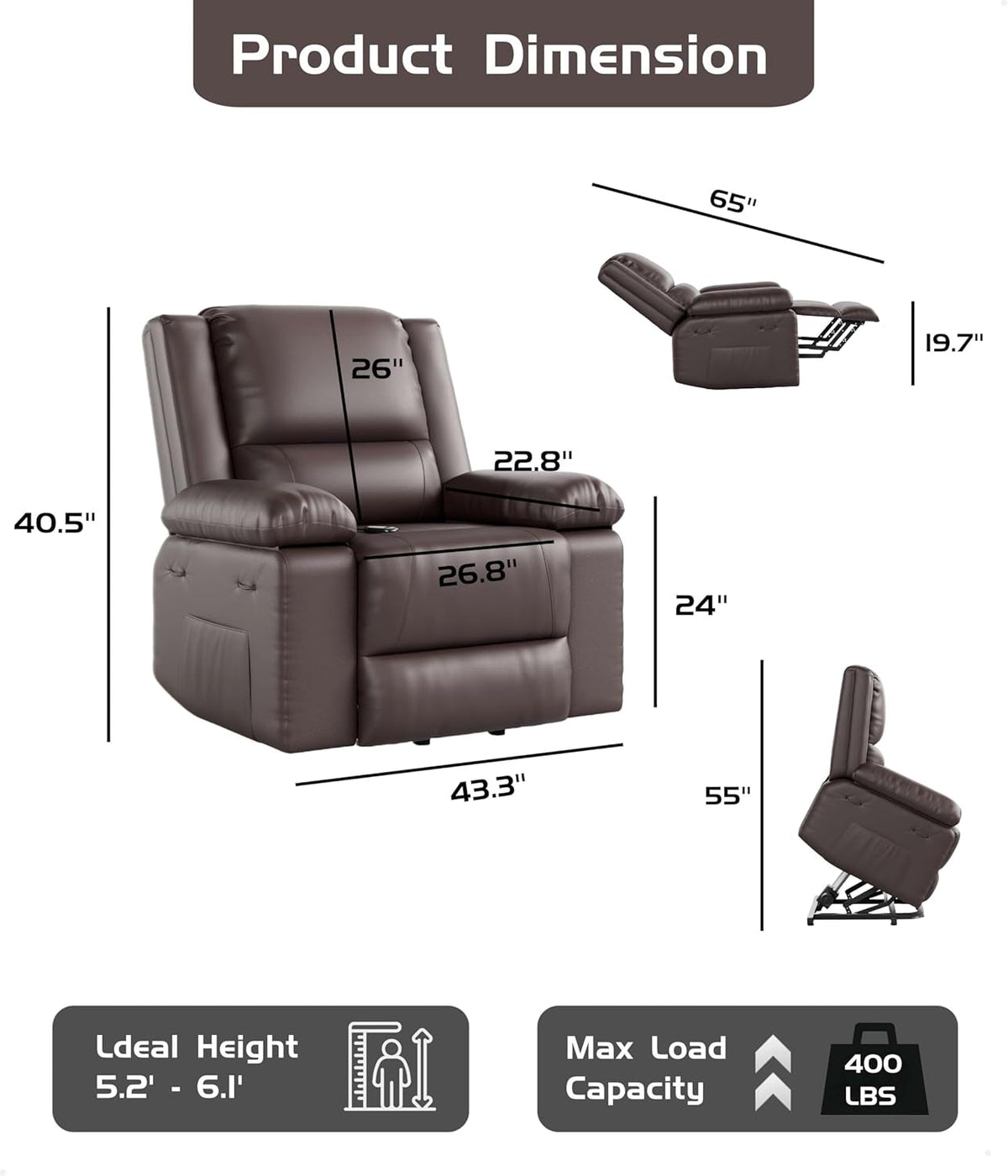 Oversized Power Lift Recliner Chair With Heat And Massage