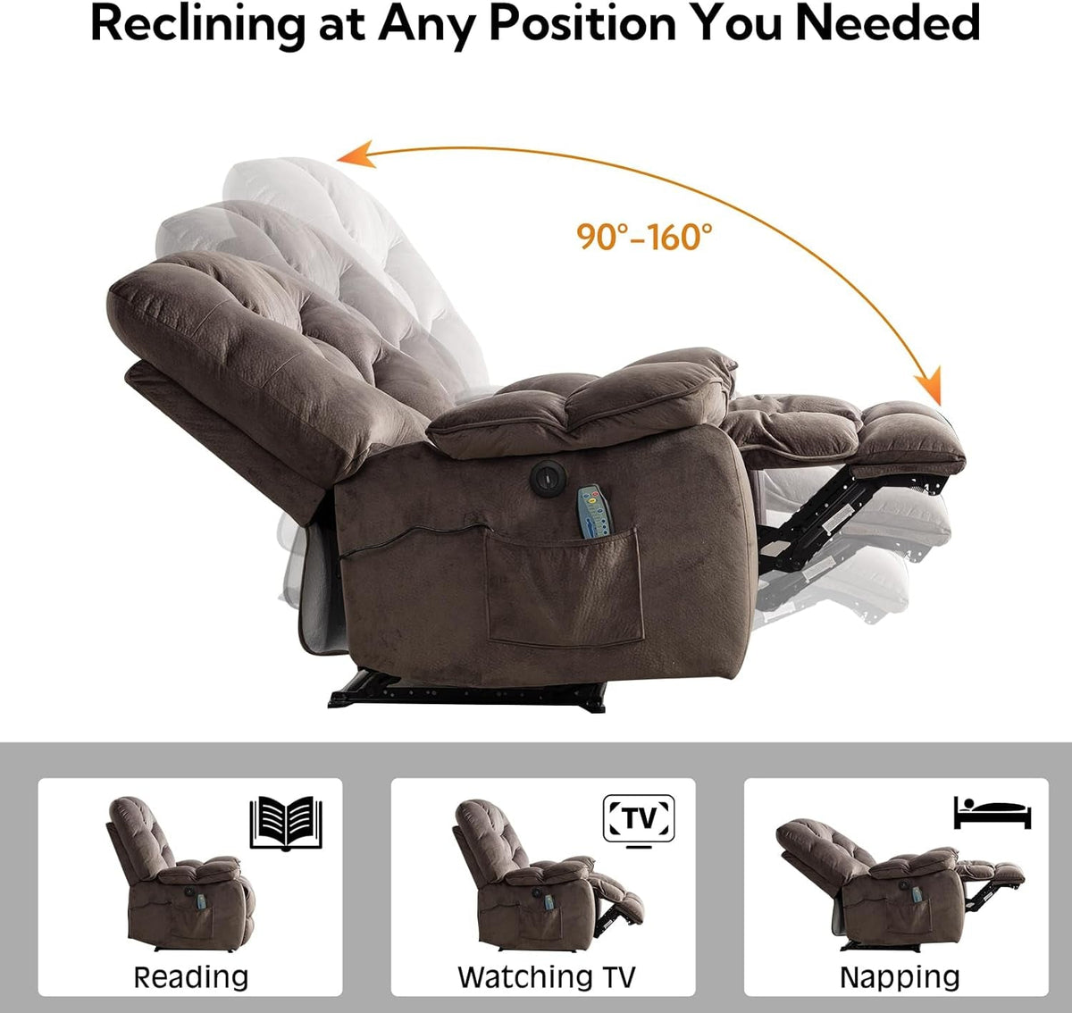 Oversized Power Recliner With Massage And Heat 41 Inch