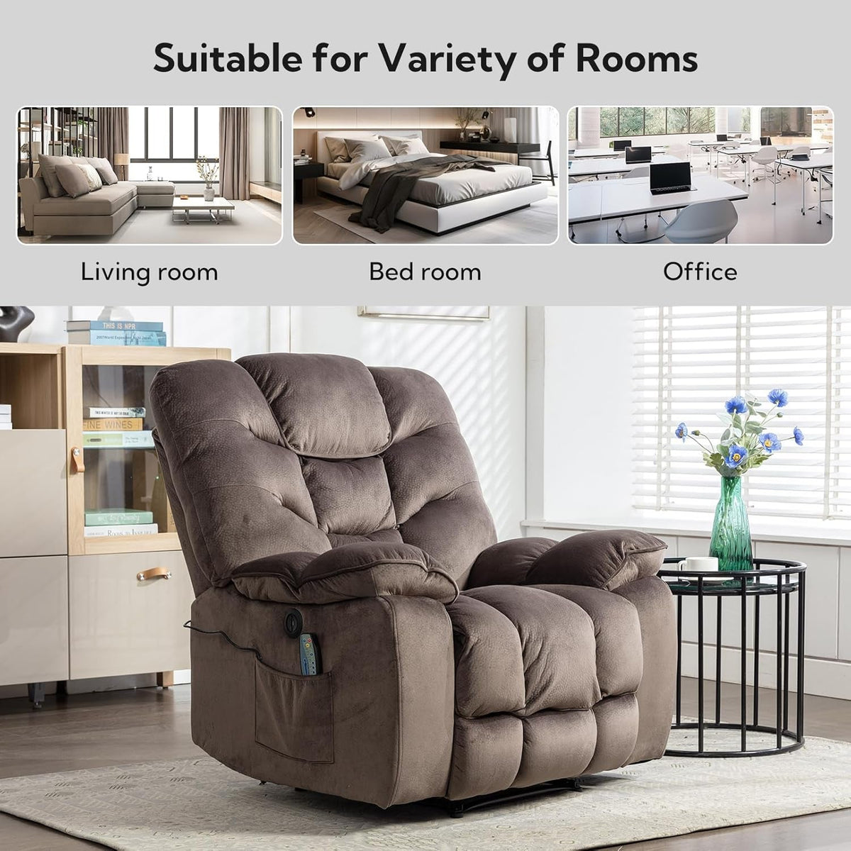 Oversized Power Recliner With Massage And Heat 41 Inch