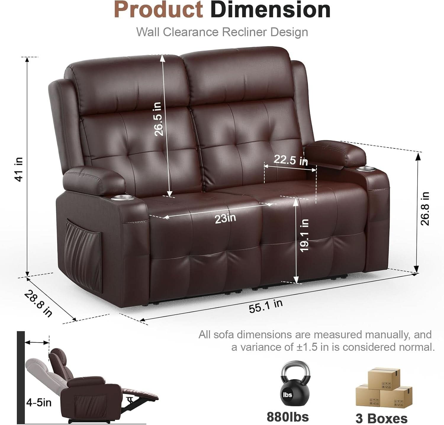 Oversized Recliner Loveseat with Cup Holders and Storage
