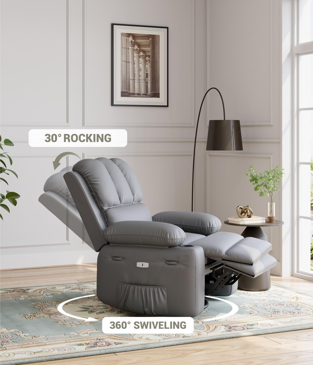 Oversized Recliner With Heat And Massage For Living Rooms