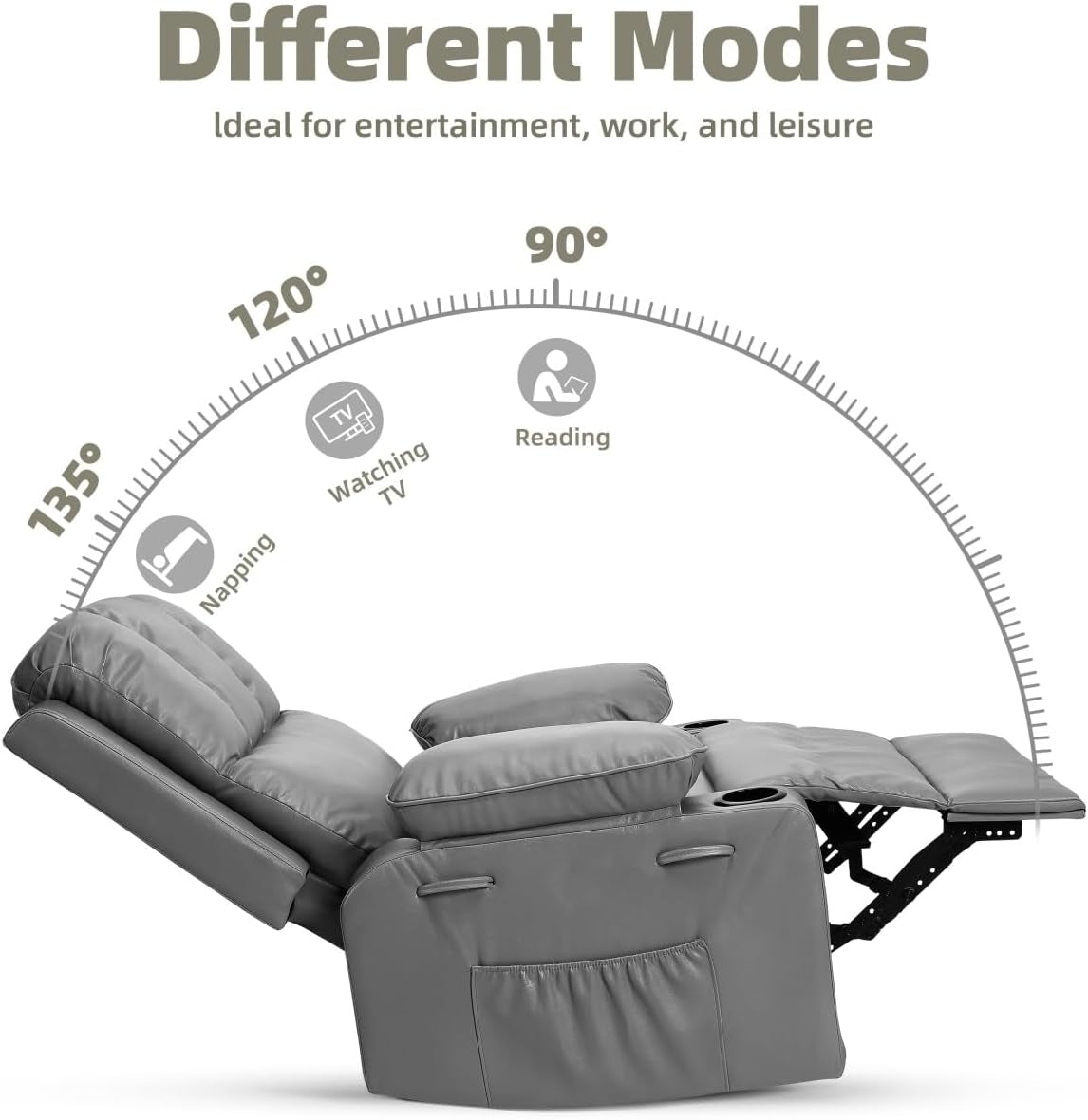 Oversized Recliner With Heat And Massage For Living Rooms