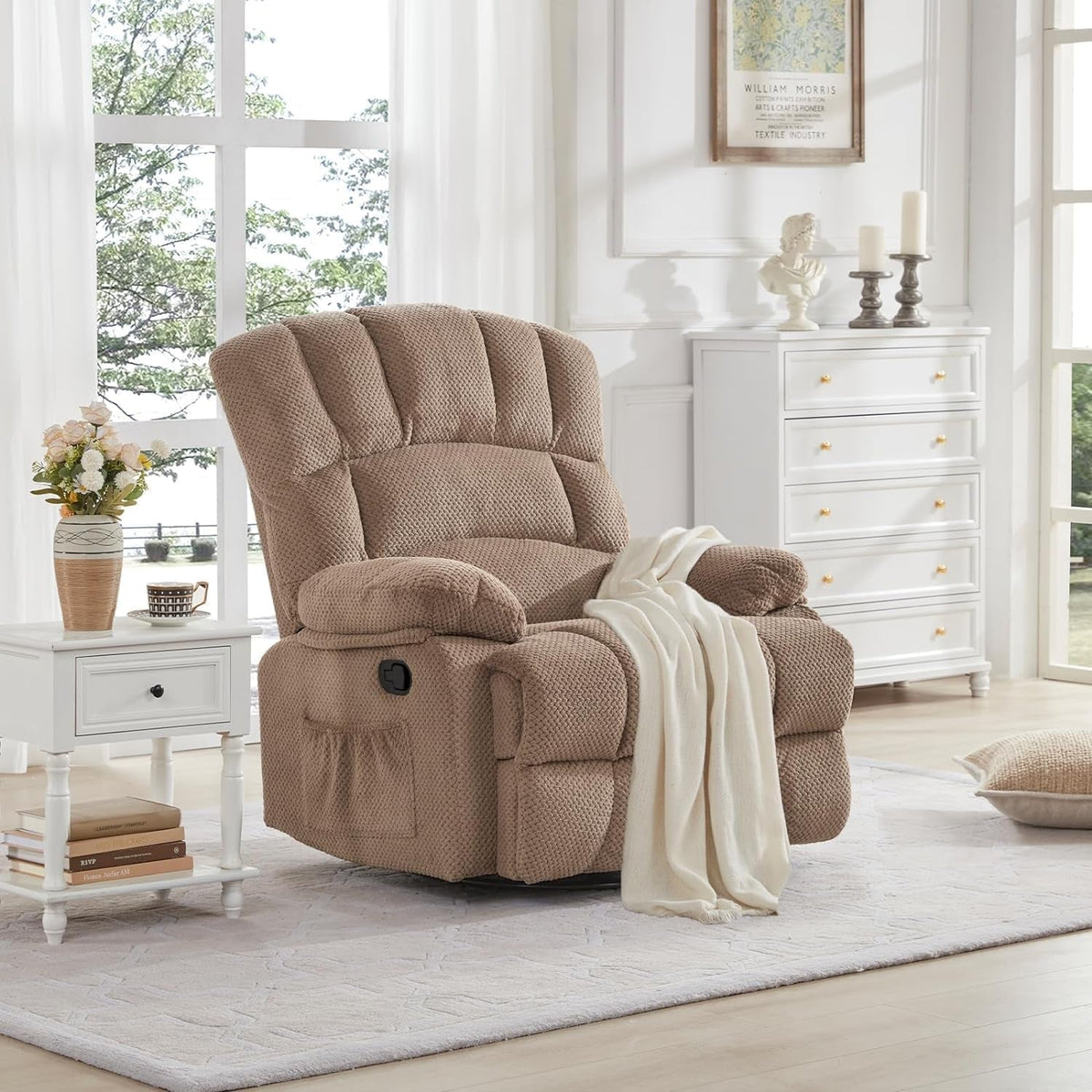 Oversized Rocker Recliner Chair With 360 Degree Swivel