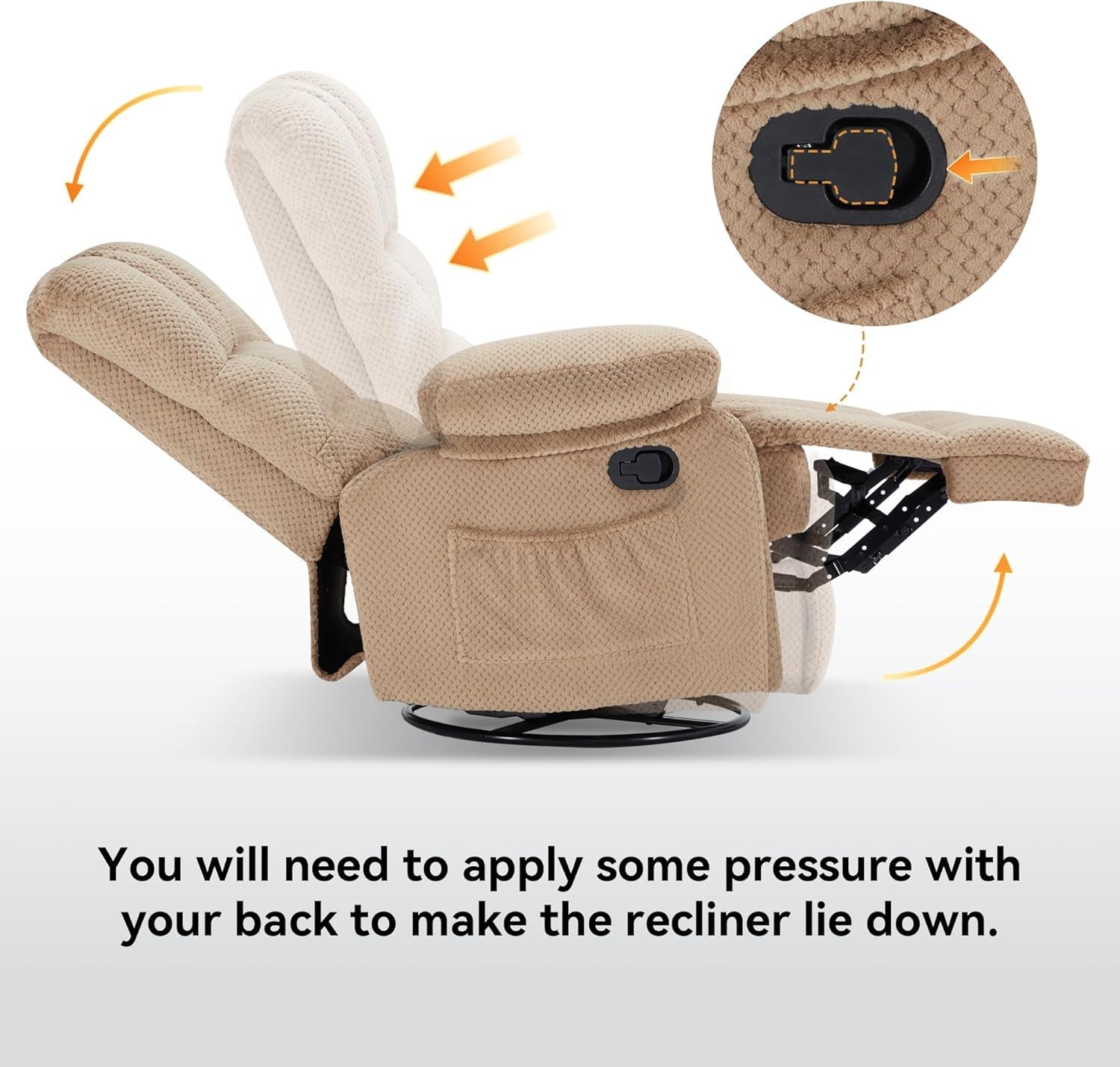 Oversized Rocker Recliner Chair With 360 Degree Swivel