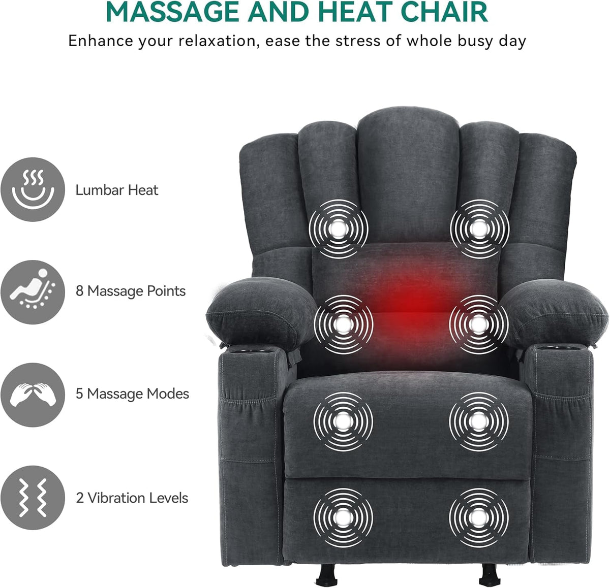 Oversized Rocker Recliner Chair With Massage And Heat
