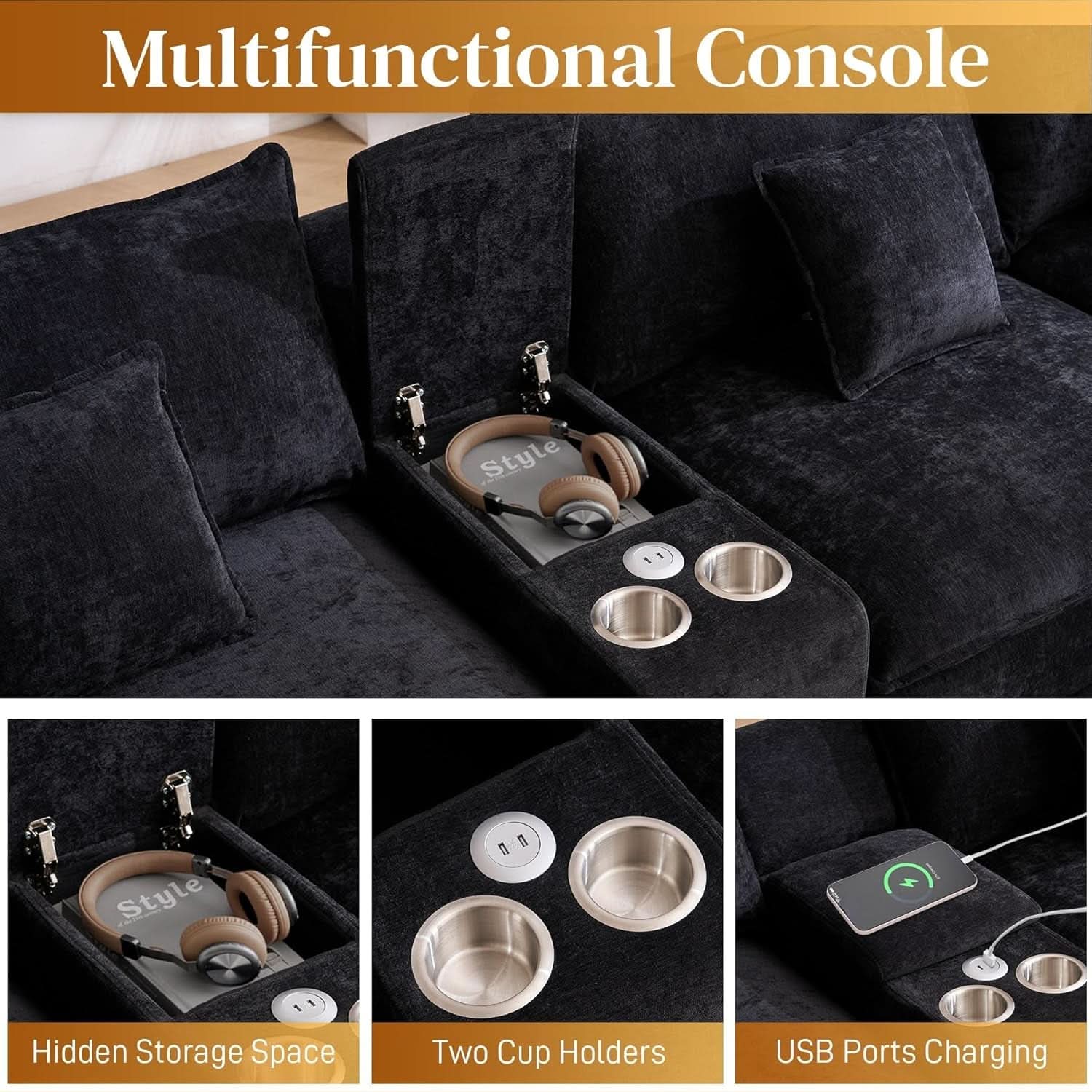 Oversized U Shape Cloud Sectional Sofa with Ottoman