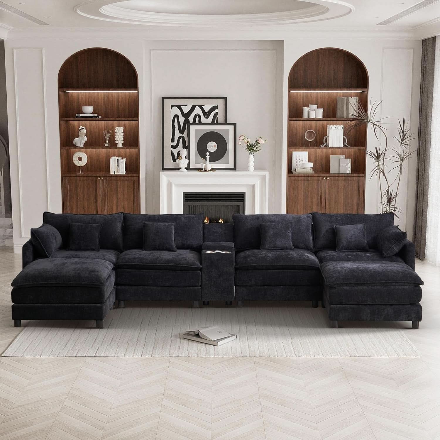 Oversized U Shape Cloud Sectional Sofa with Ottoman