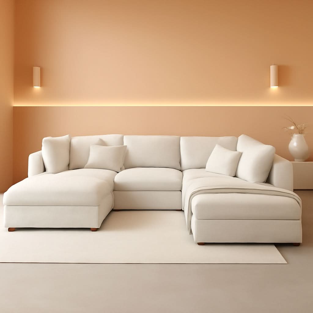 Oversized U Shaped Corduroy Sectional Sofa with Storage