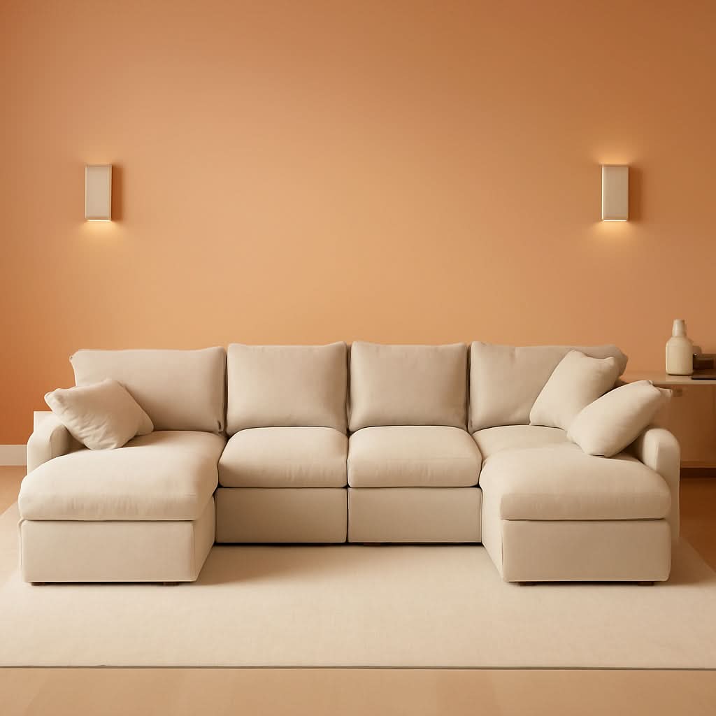 Oversized U Shaped Modular Sectional Sofa with Ottoman