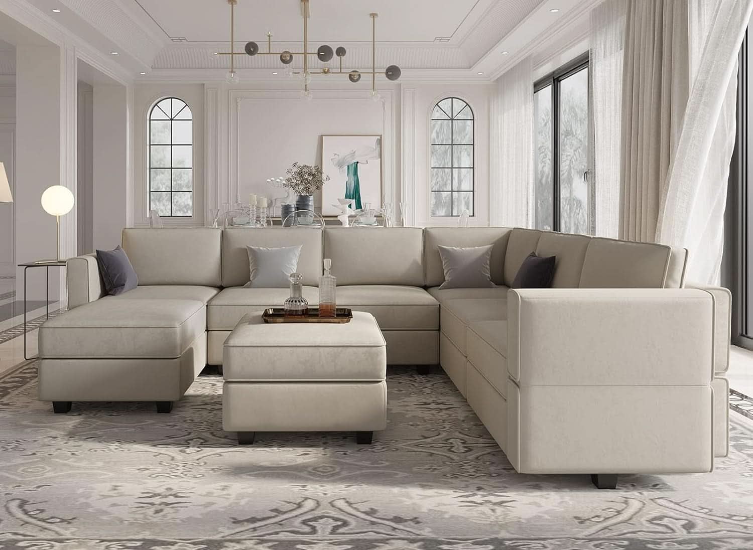 Oversized U Shaped Sectional Sofa With Hidden Storage