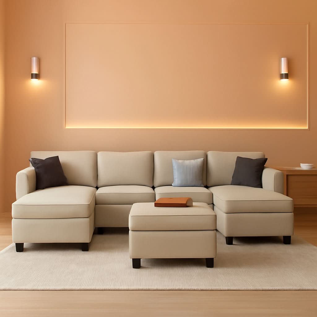 Oversized U Shaped Sectional Sofa With Hidden Storage