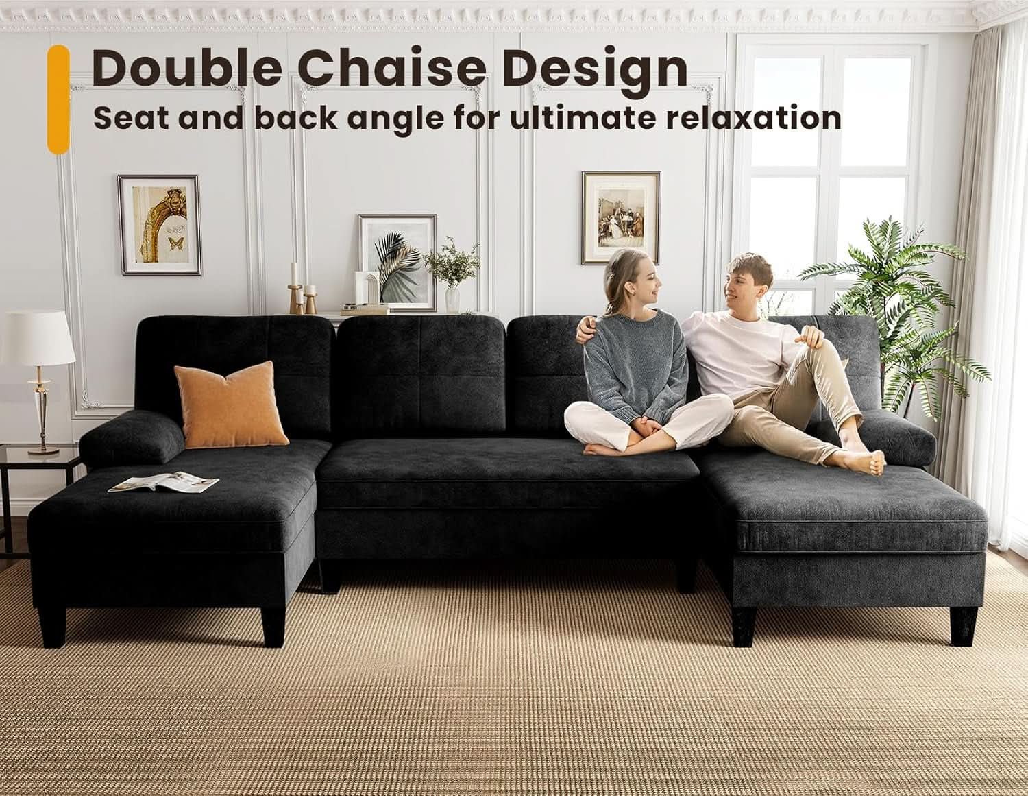 Oversized U Shaped Sectional Sofa with Storage Pockets