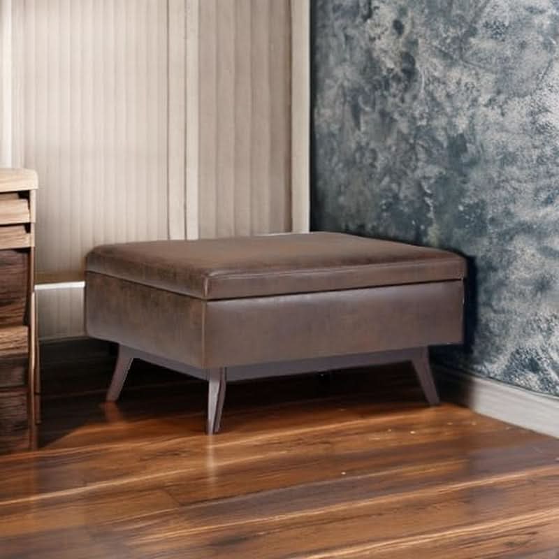 Owen 34 Distressed Chestnut Brown Coffee Table Ottoman