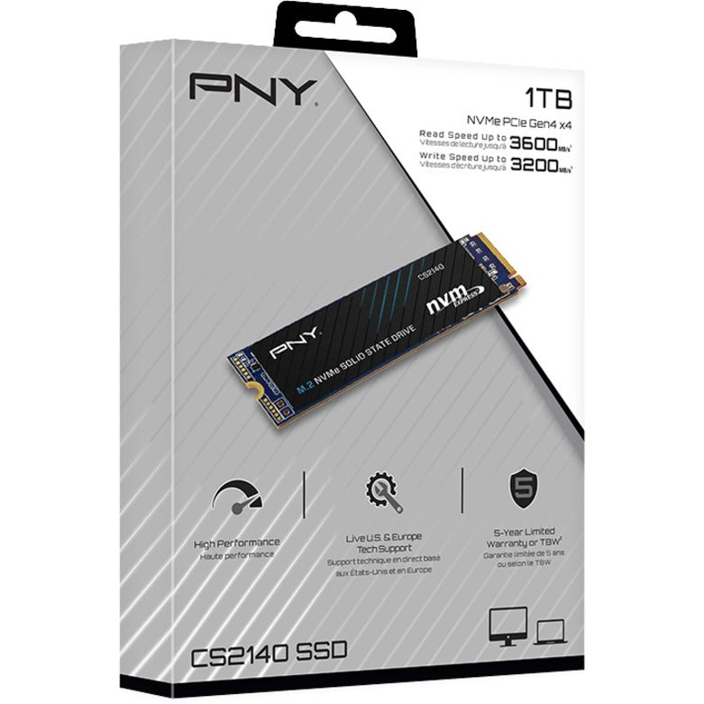 PNY CS2140 1 TB Solid State Drive - M.2 2280 Internal - PCI Express NVMe (PCI Express NVMe 4.0 x4) M280CS2140-1TB-RB