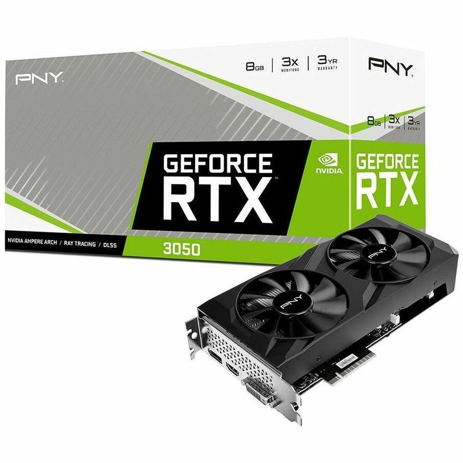 PNY NVIDIA GeForce RTX 3050 Graphic Card - 8 GB GDDR6 - 7680 x 4320 - 1.55 GHz Core -