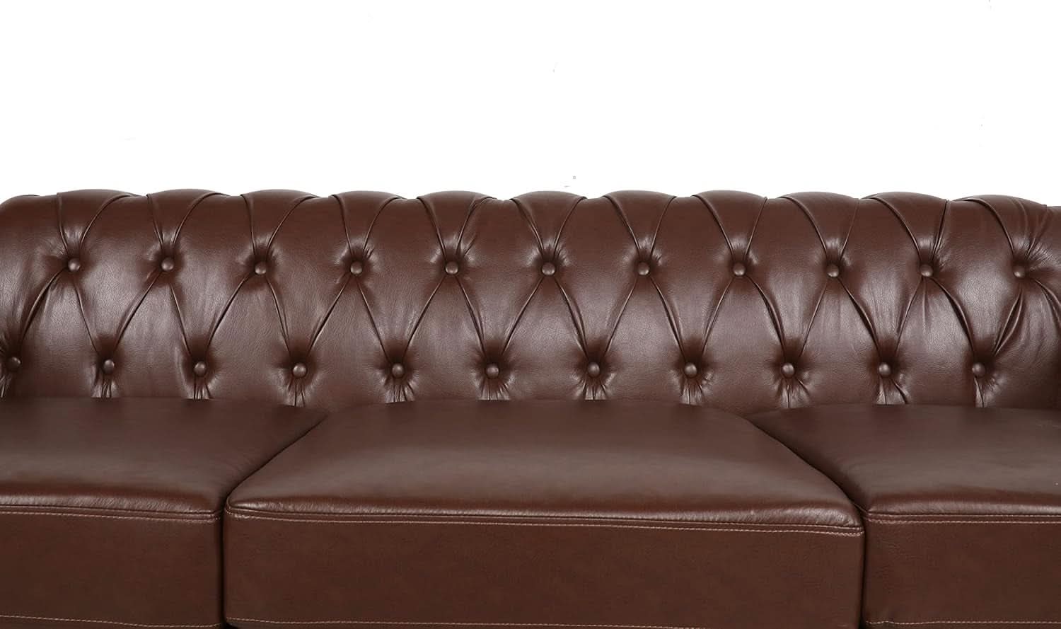PU Brown Leather Modular Sectional Sofa Tufted Cushions