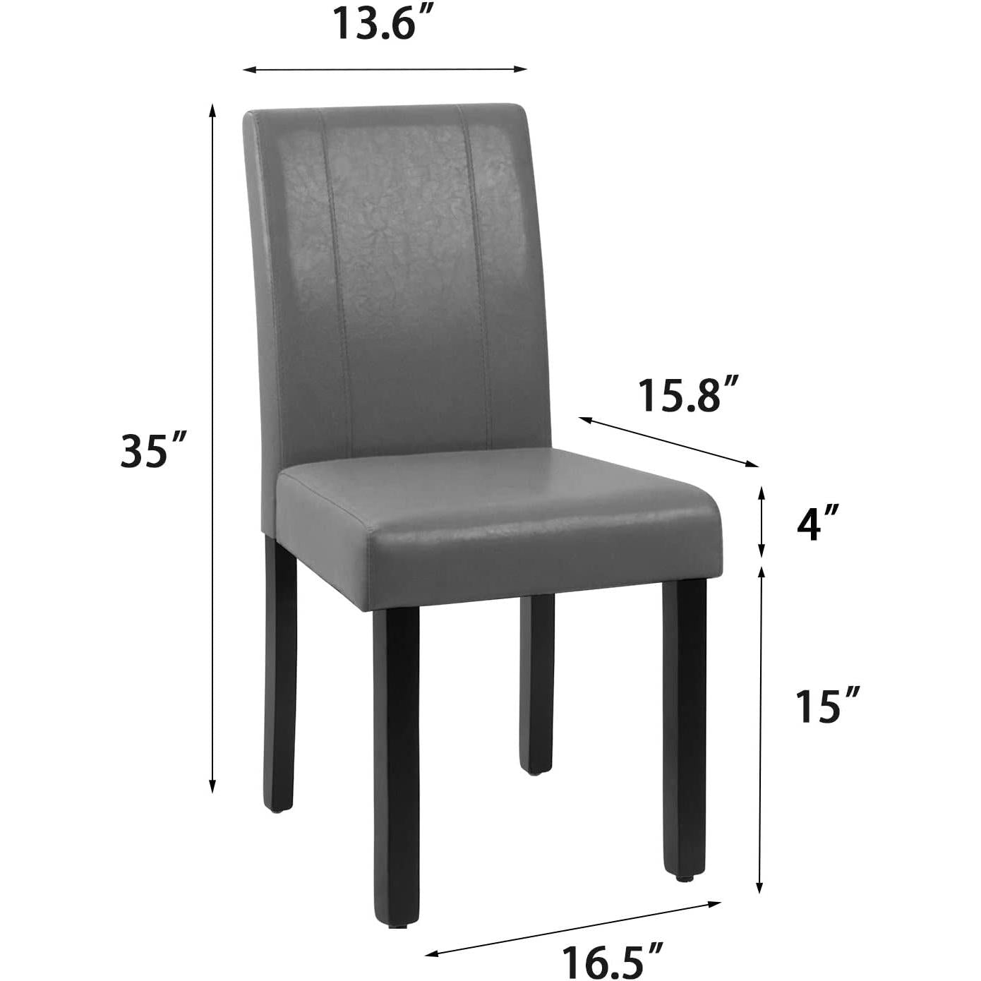 PU Leather Kitchen Chairs Set Of 4 Grey Dining Chairs