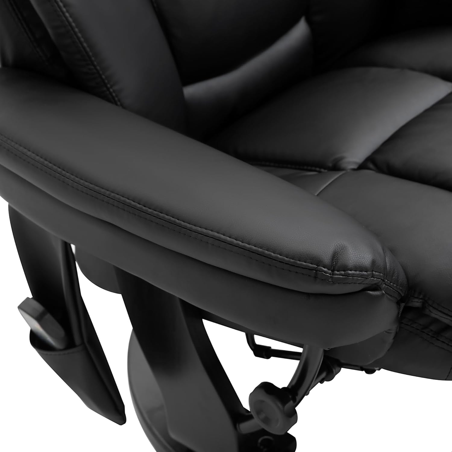 PU Leather Massage Recliner Chair With Ottoman Black Swivel