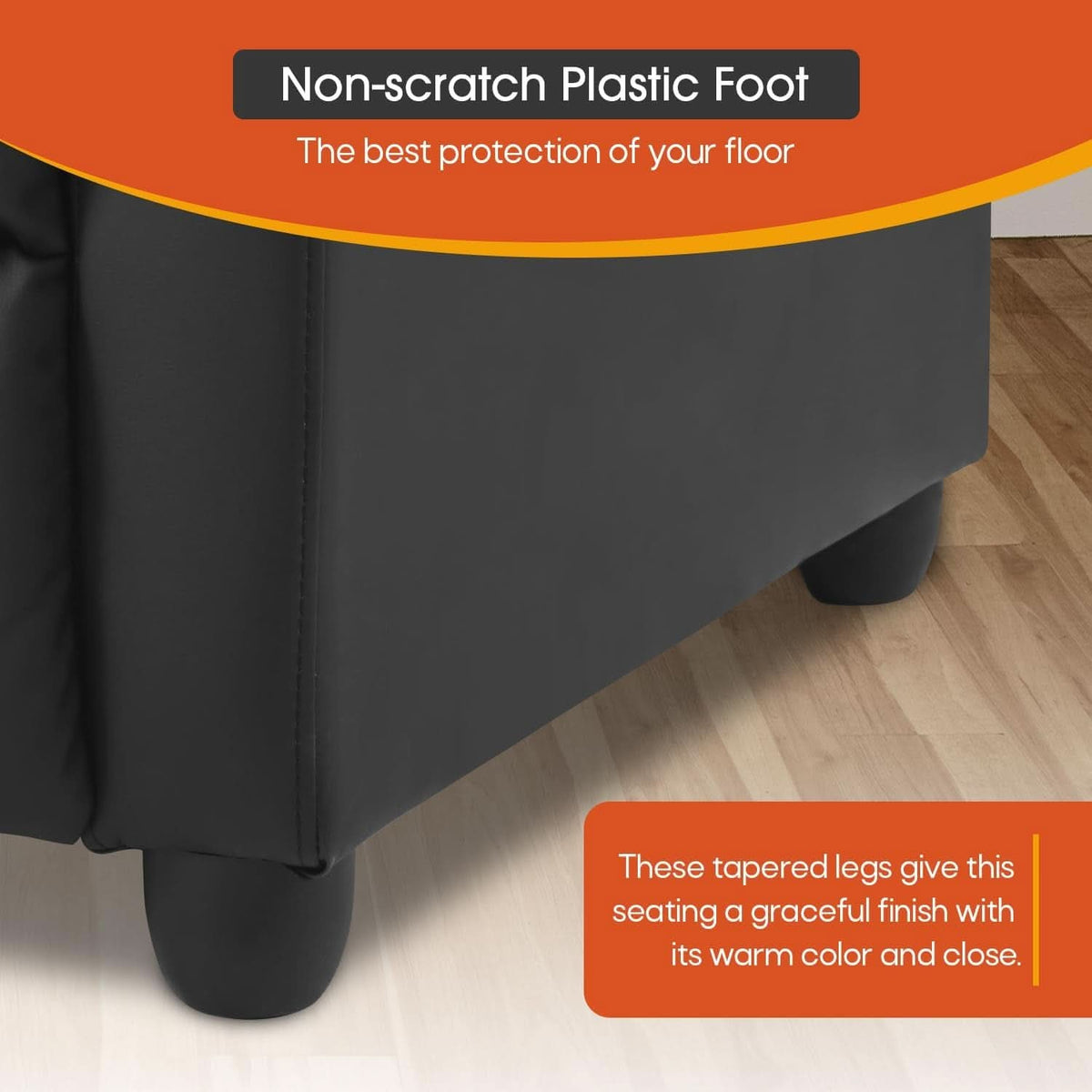 PU Leather Recliner Chair Black With Lumbar Support