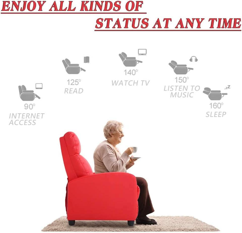PU Leather Recliner Chair For Living Room With Padded Seat