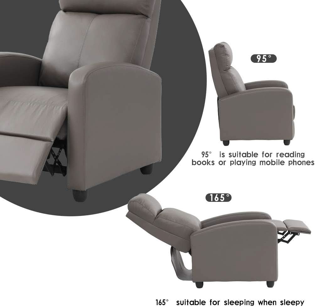 PU Leather Recliner Chair With Padded Seat And Backrest