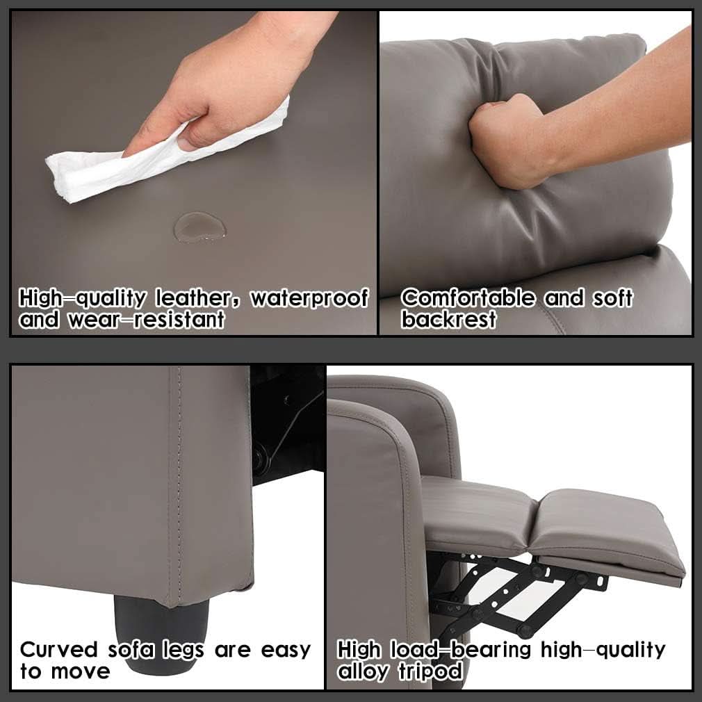 PU Leather Recliner Chair With Padded Seat And Backrest