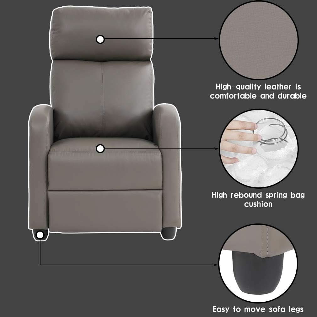 PU Leather Recliner Chair With Padded Seat And Backrest