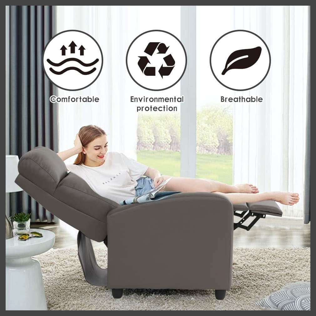 PU Leather Recliner Chair With Padded Seat And Backrest